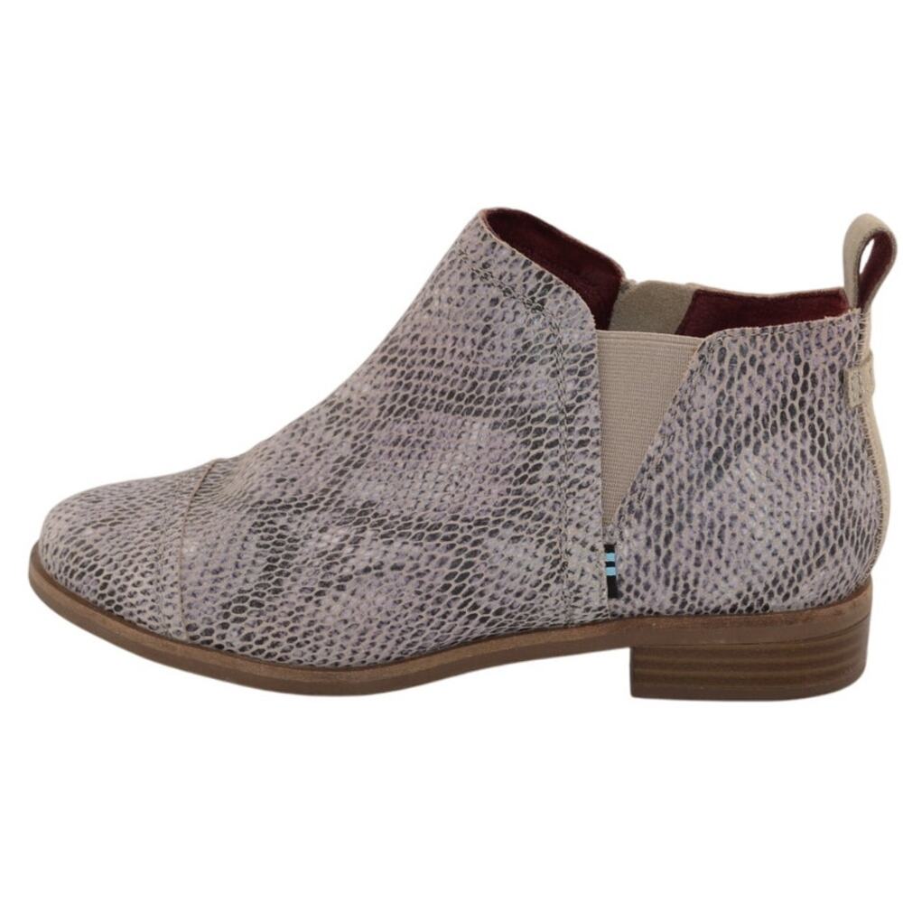 Snake Skin Suede Booties Toms Women's Ankle Boots‎ Zip Stylish Stretch Design